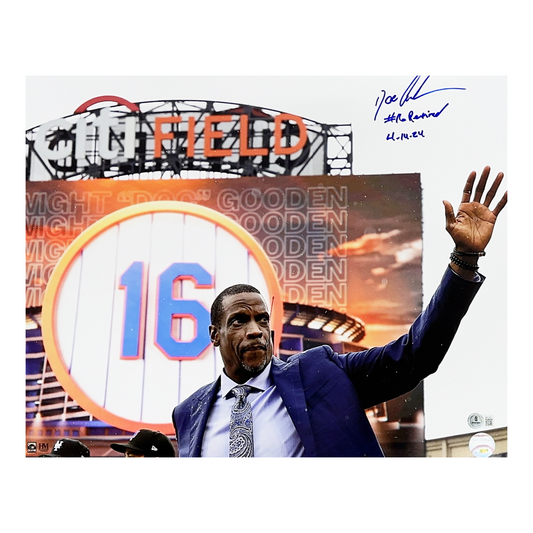 Doc Gooden Autographed New York Mets Number Retirement 16x20 #16 Retired 4-14-24 Inscription Beckett