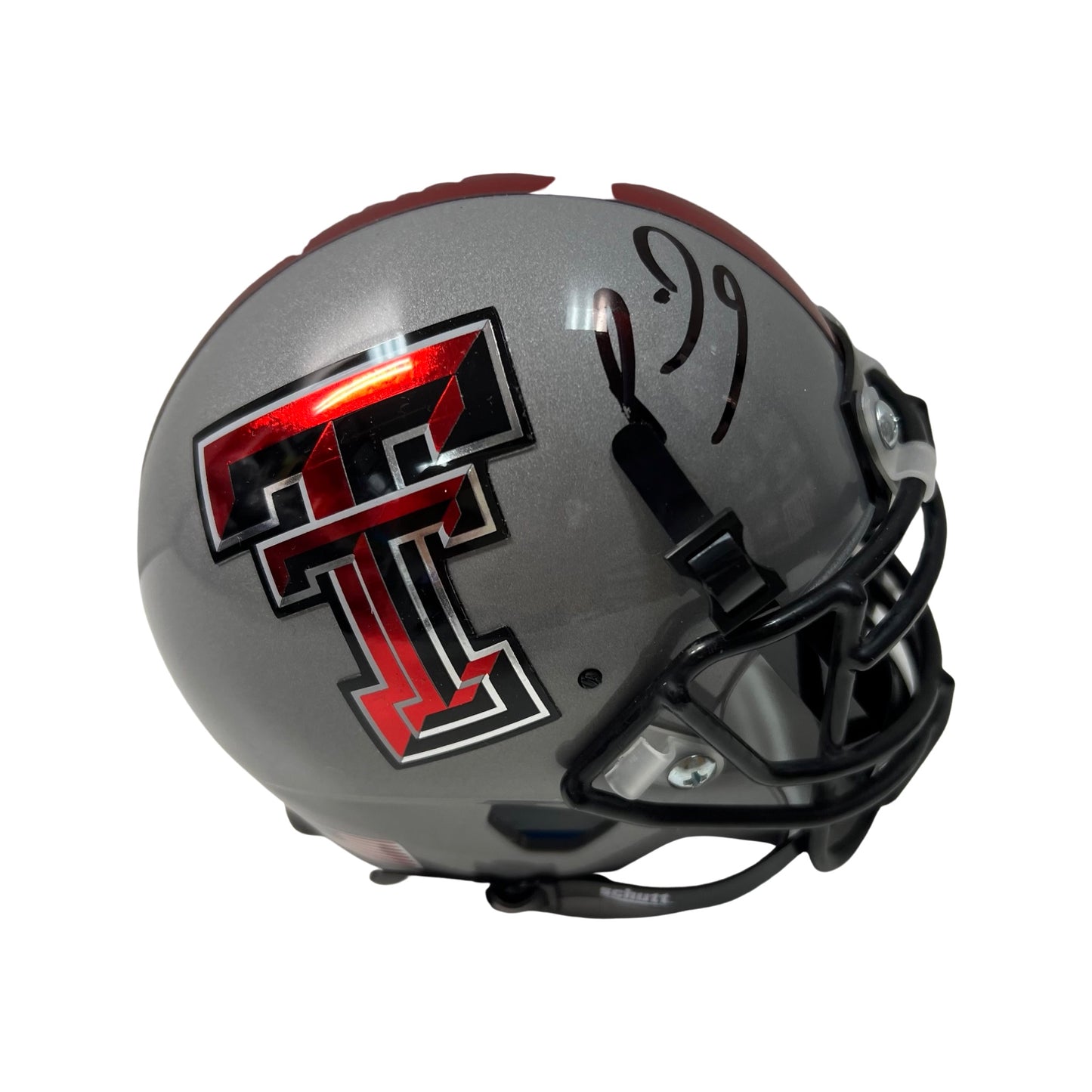 Patrick Mahomes Autographed Texas Tech Red Raiders Grey Mini Helmet JSA