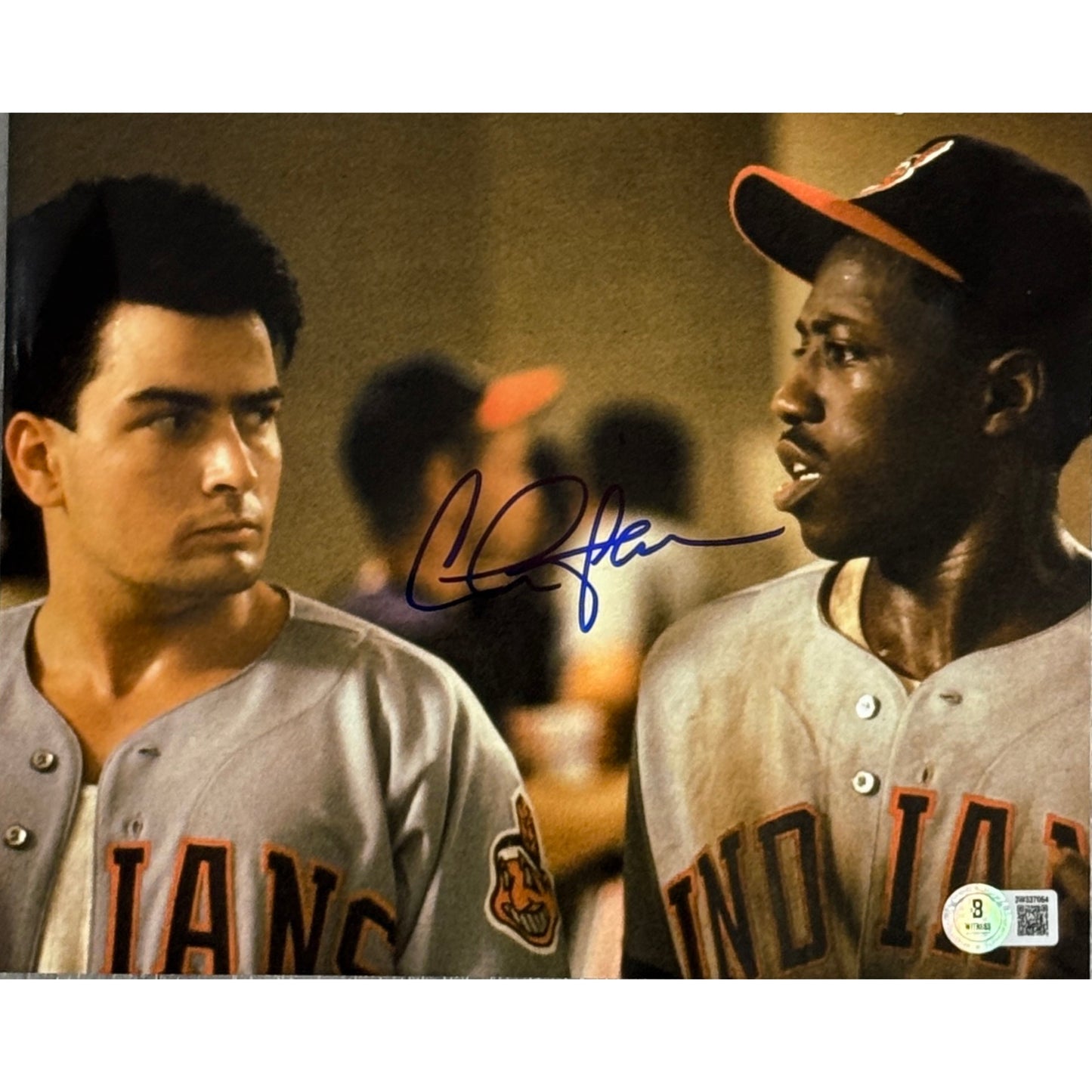Charlie Sheen Autographed Major League with Wesley 8x10 Beckett BAS