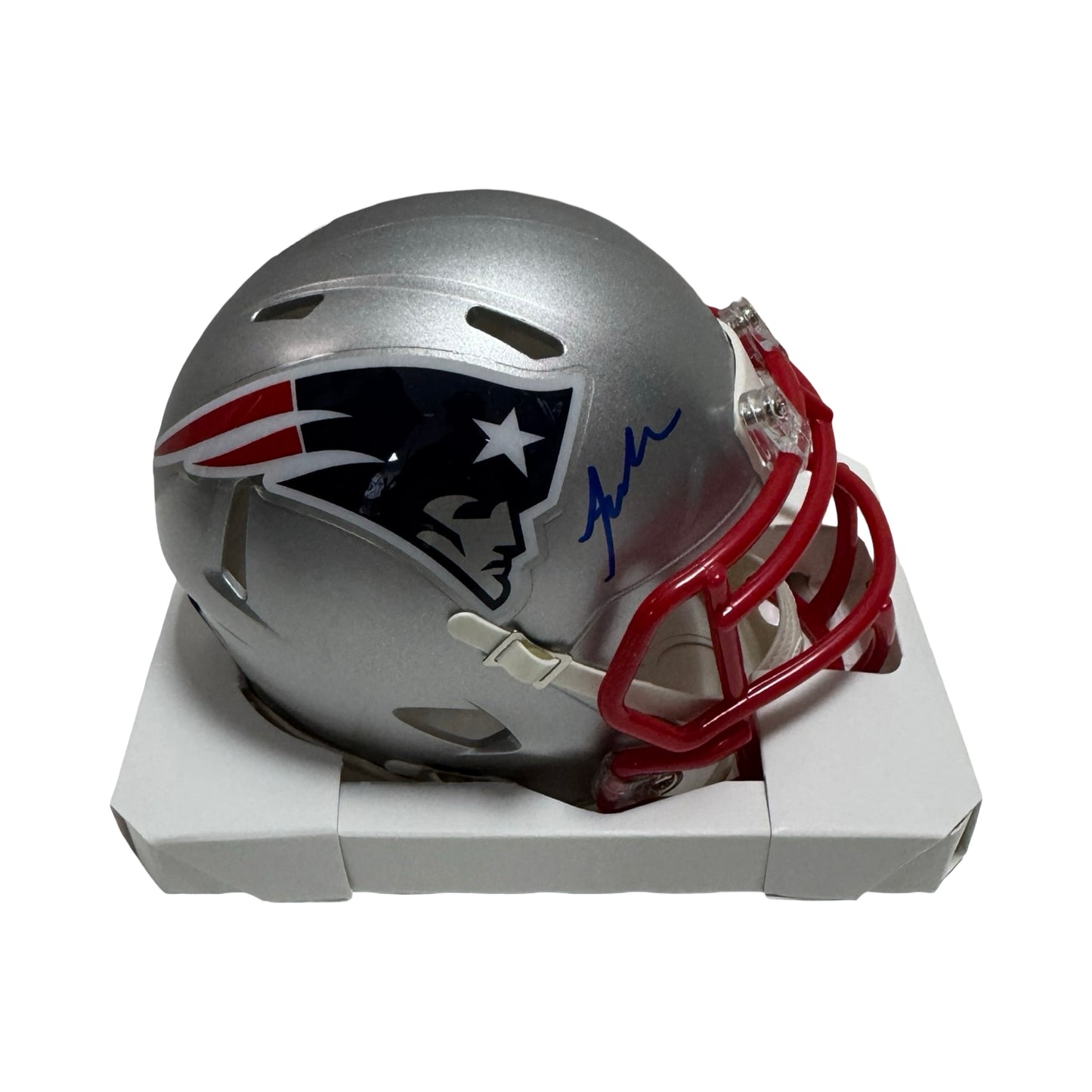 Jaylinn Hawkins Autographed New England Patriots Speed Mini Helmet Beckett BAS