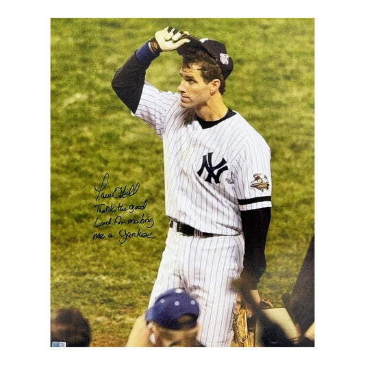 Paul O’Neill Autographed New York Yankees Cap Tip 16x20 Thank the Good Lord for Making Me a Yankee Inscription Steiner CX