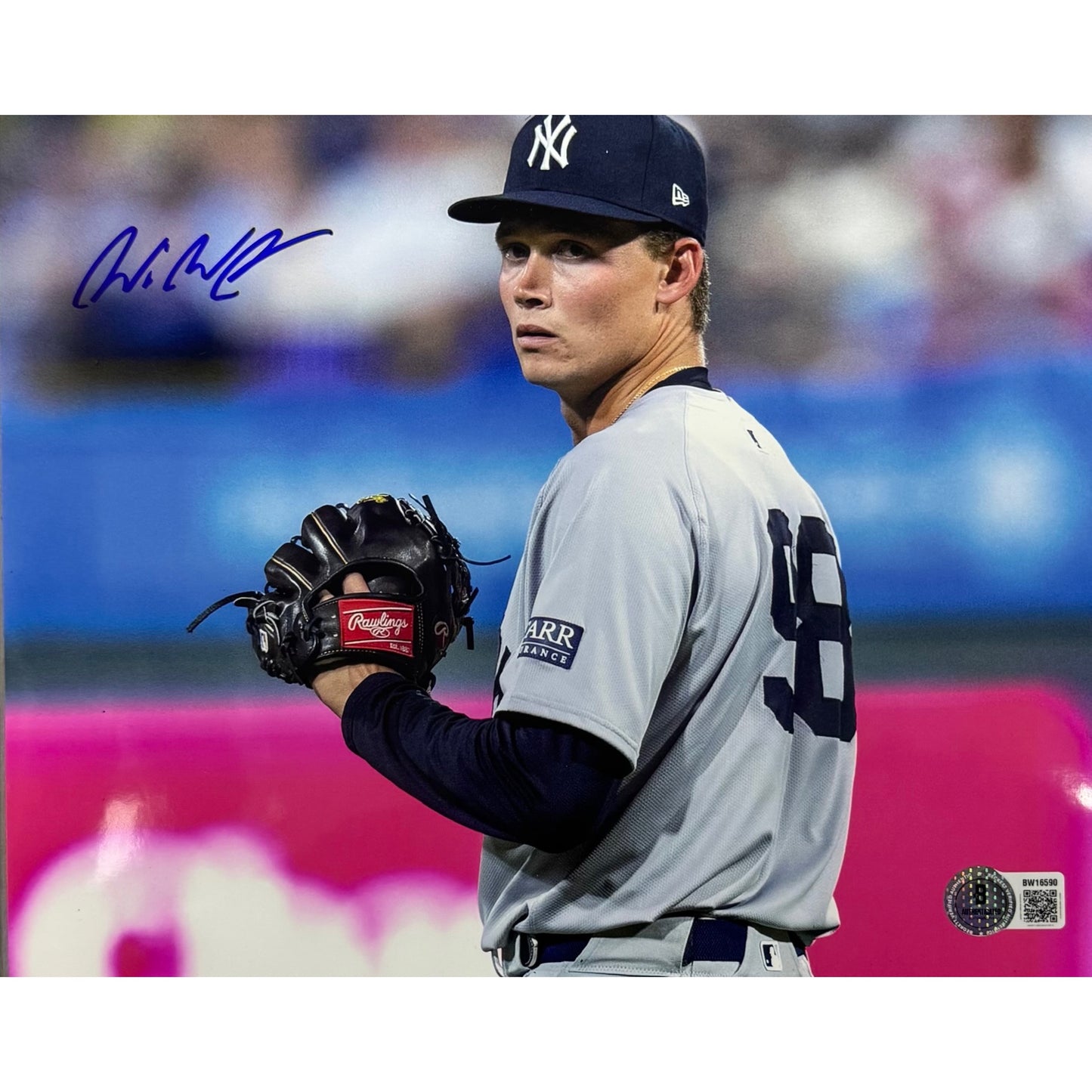 Will Warren New York Yankees Grey Jersey Starring Autographed 8x10 Photo BAS