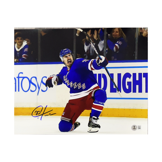 Chris Kreider Autographed New York Rangers Fist Pump 11x14 Beckett