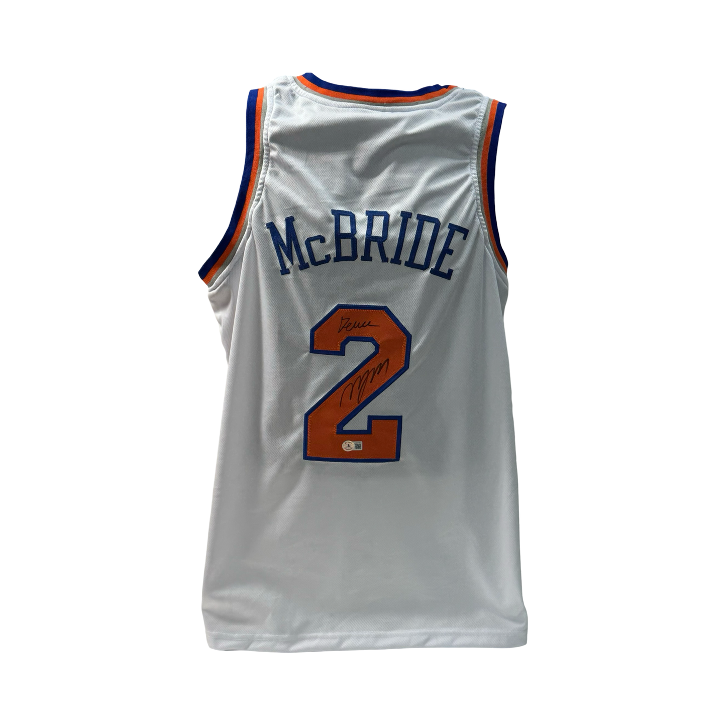 Miles Deuce McBride Autographed New York Knicks White Jersey Deuce Inscription Beckett