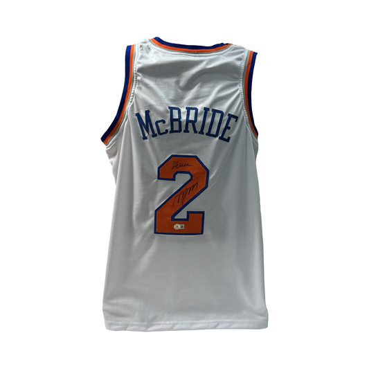 Miles Deuce McBride Autographed New York Knicks White Jersey Deuce Inscription Beckett
