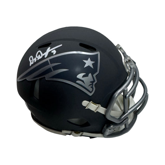 Demario Douglas Autographed New England Patriots Slate Mini Helmet Beckett BAS