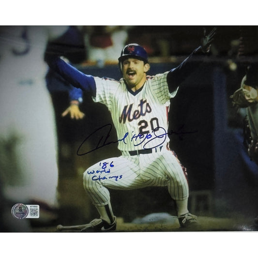 Howard Johnson New York Mets 86 World Champs Inscription Home Plate 8x10 Beckett BAS
