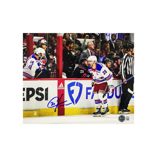 Chris Kreider Autographed New York Rangers Skating By Bench 8x10 Beckett