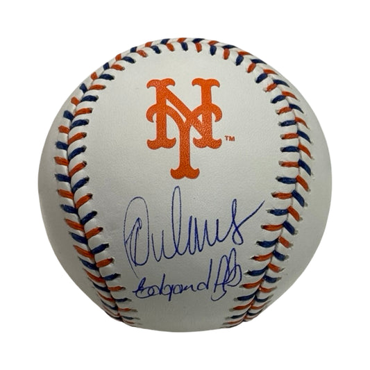 Edgardo Alfonzo Rey Ordonez Autographed New York Mets Logo OMLB JSA