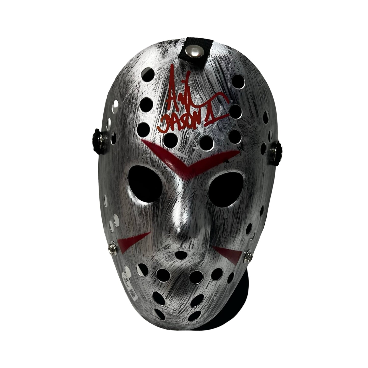 Ari Lehman Autographed Jason Voorhees Friday the 13th Silver Mask "Jason 1" Inscription Red Ink Beckett