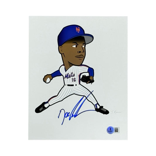 Doc Gooden Autographed New York Mets Cartoon Edit 8x10 Beckett BAS