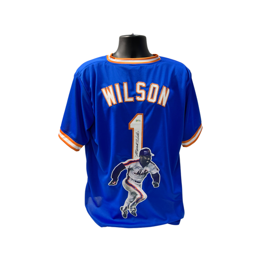Mookie Wilson Autographed New York Mets Blue Art Jersey Steiner CX