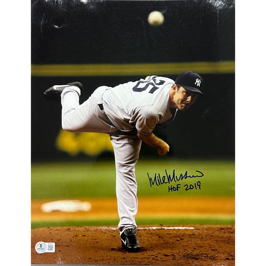 Mike Mussina Autographed New York Yankees HOF 19 11x14 Beckett BAS