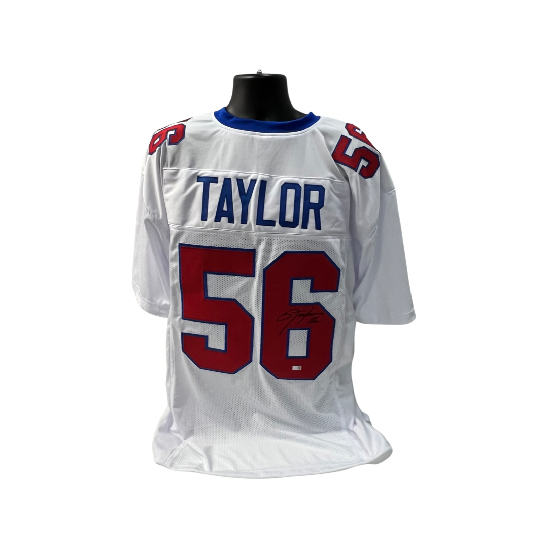 Lawrence Taylor Autographed New York Giants White Jersey / Red Number Beckett