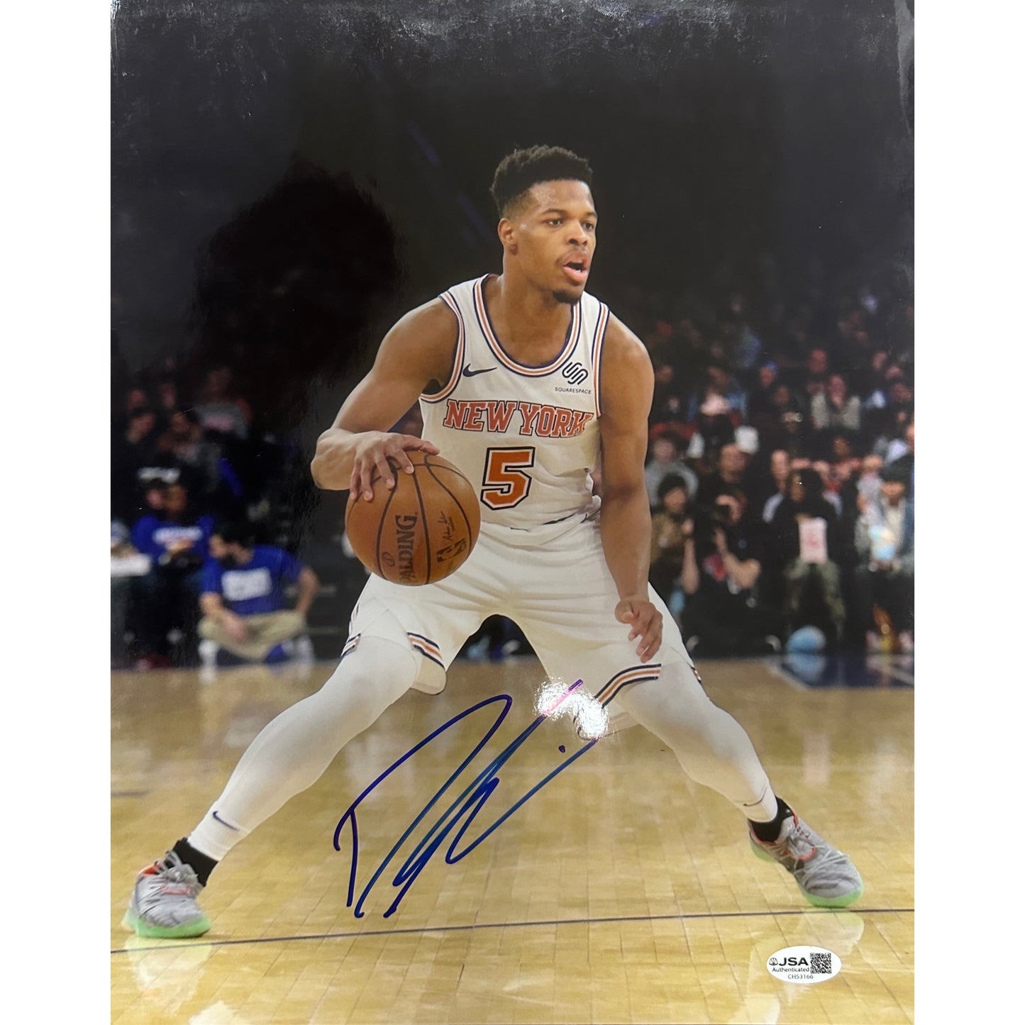 Dennis Smith Jr Autographed New York Knicks 11x14 JSA