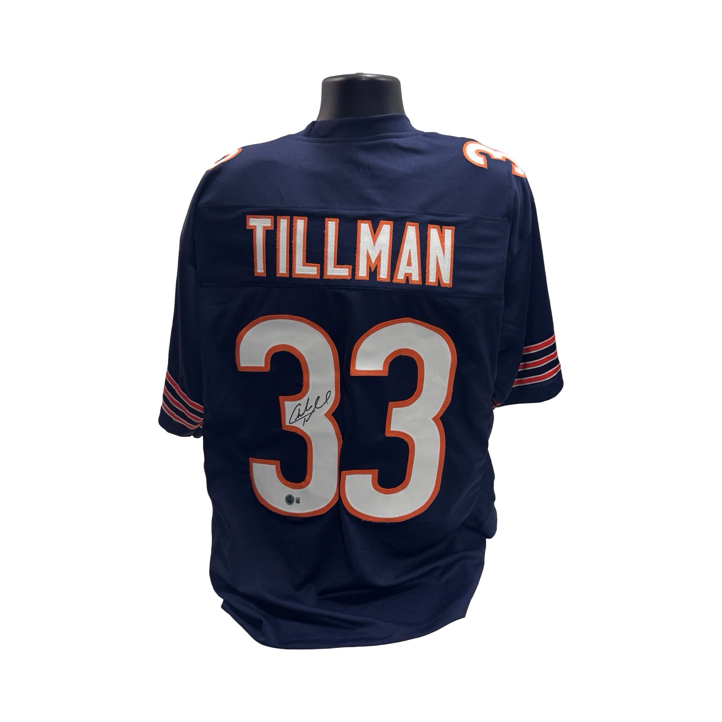 Charles Tillman Autographed Chicago Bears Custom Navy Jersey Beckett