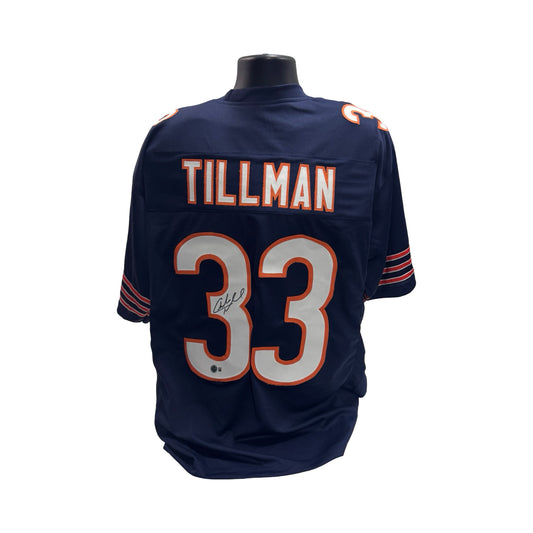 Charles Tillman Autographed Chicago Bears Custom Navy Jersey Beckett