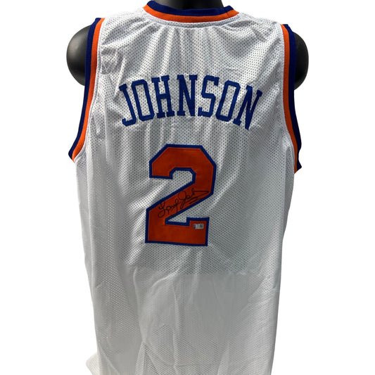 Larry Johnson Autographed New York Knicks White Jersey Steiner CX