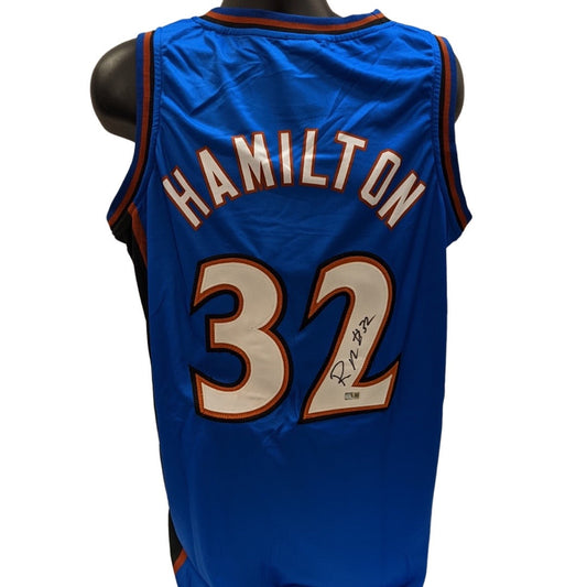 Rip Hamilton Autographed Washington Wizards Blue Jersey Steiner CX