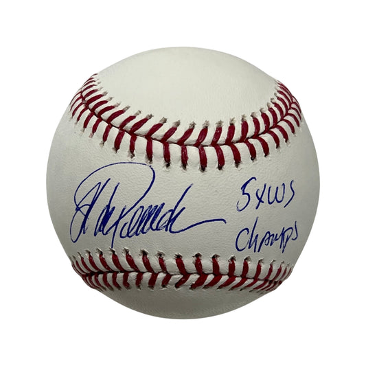 Jorge Posada Autographed New York Yankees OMLB “5x WS Champs” Inscription Steiner CX