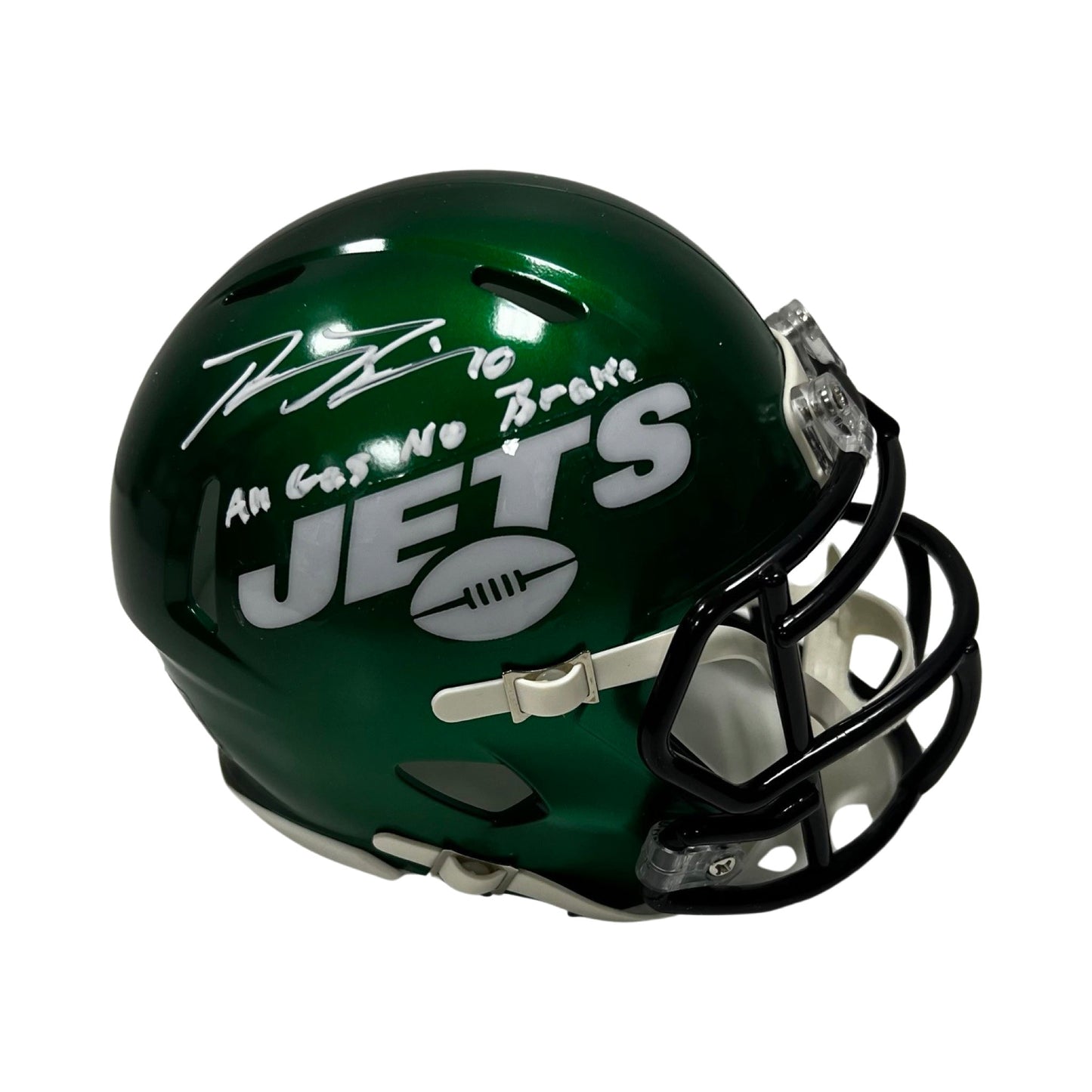 Braxton Berrios Autographed New York Jets Speed Mini Helmet "All Gas No Brakes" Inscription Steiner CX