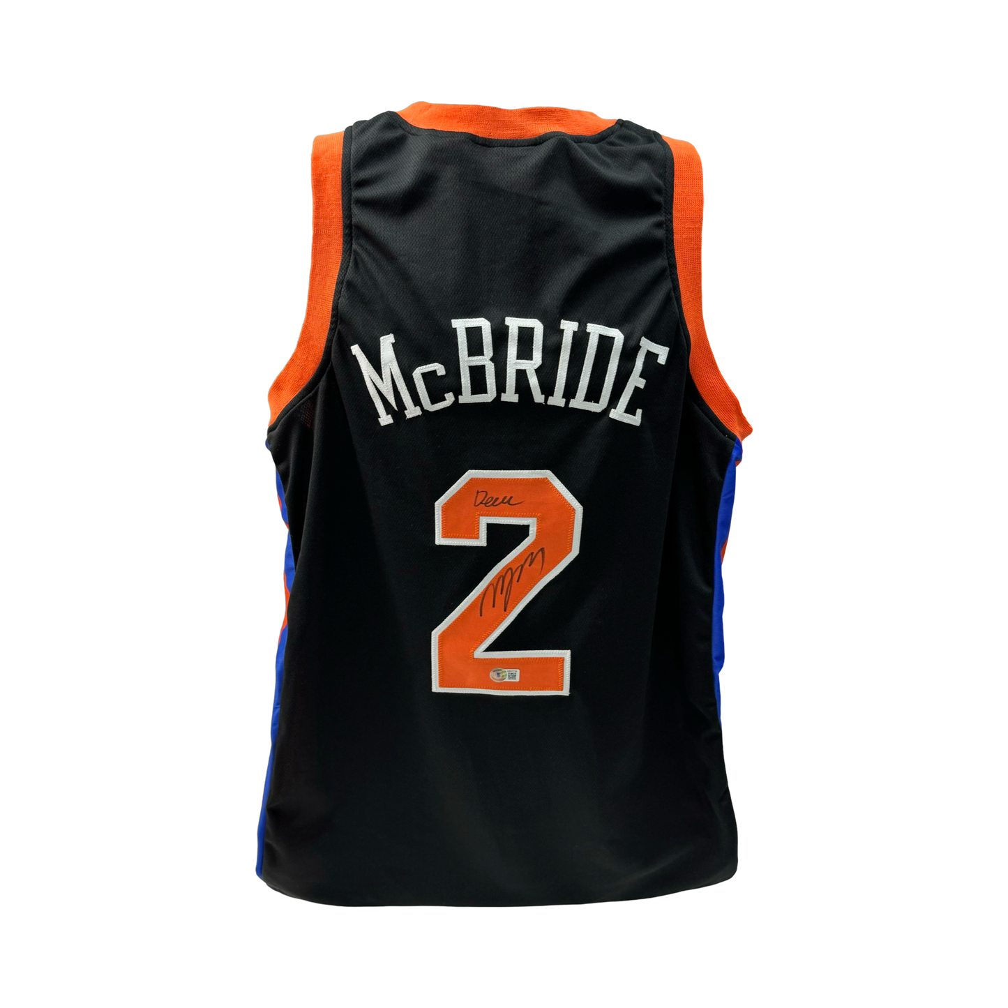 Miles “Deuce” McBride Autographed New York Knicks Black Jersey “Deuce” Inscription Beckett