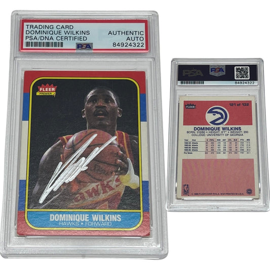 1986-87 Dominique Wilkins Fleer Premier #121 Autographed PSA Auto Authentic