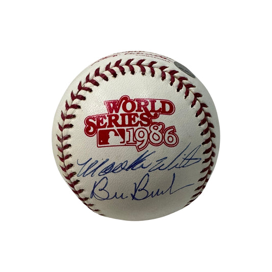 Mookie Wilson & Bill Buckner Autographed New York Mets 1986 World Series Logo Baseball Steiner