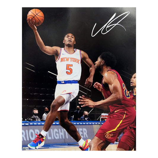 Immanuel Quickley Autographed New York Knicks Vertical Layup 16x20 Steiner CX