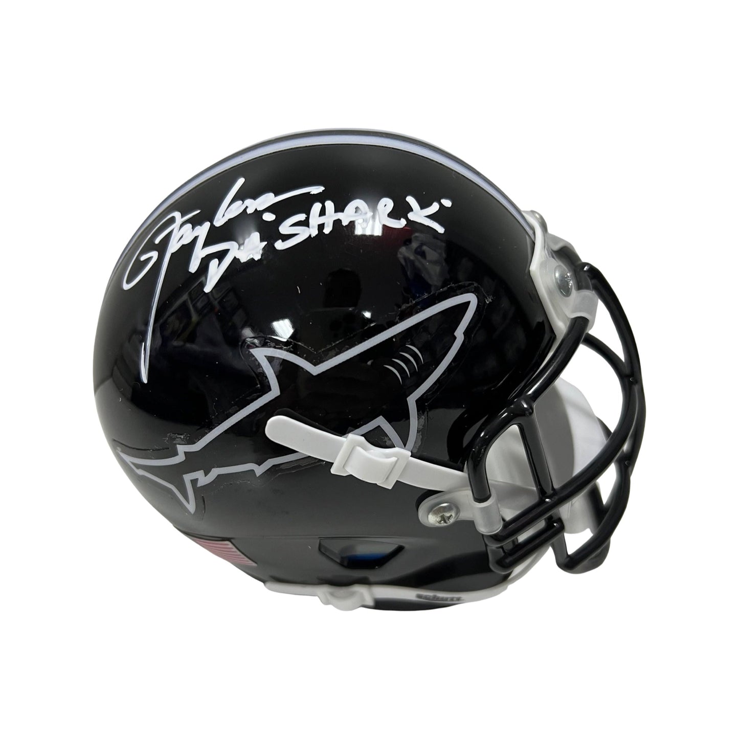 Lawrence Taylor Autographed Any Given Sunday Sharks Mini Helmet Sharks Inscription JSA