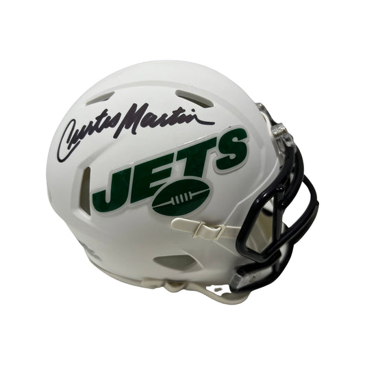 Curtis Martin Autographed New York Jets Flat White Mini Helmet PSA