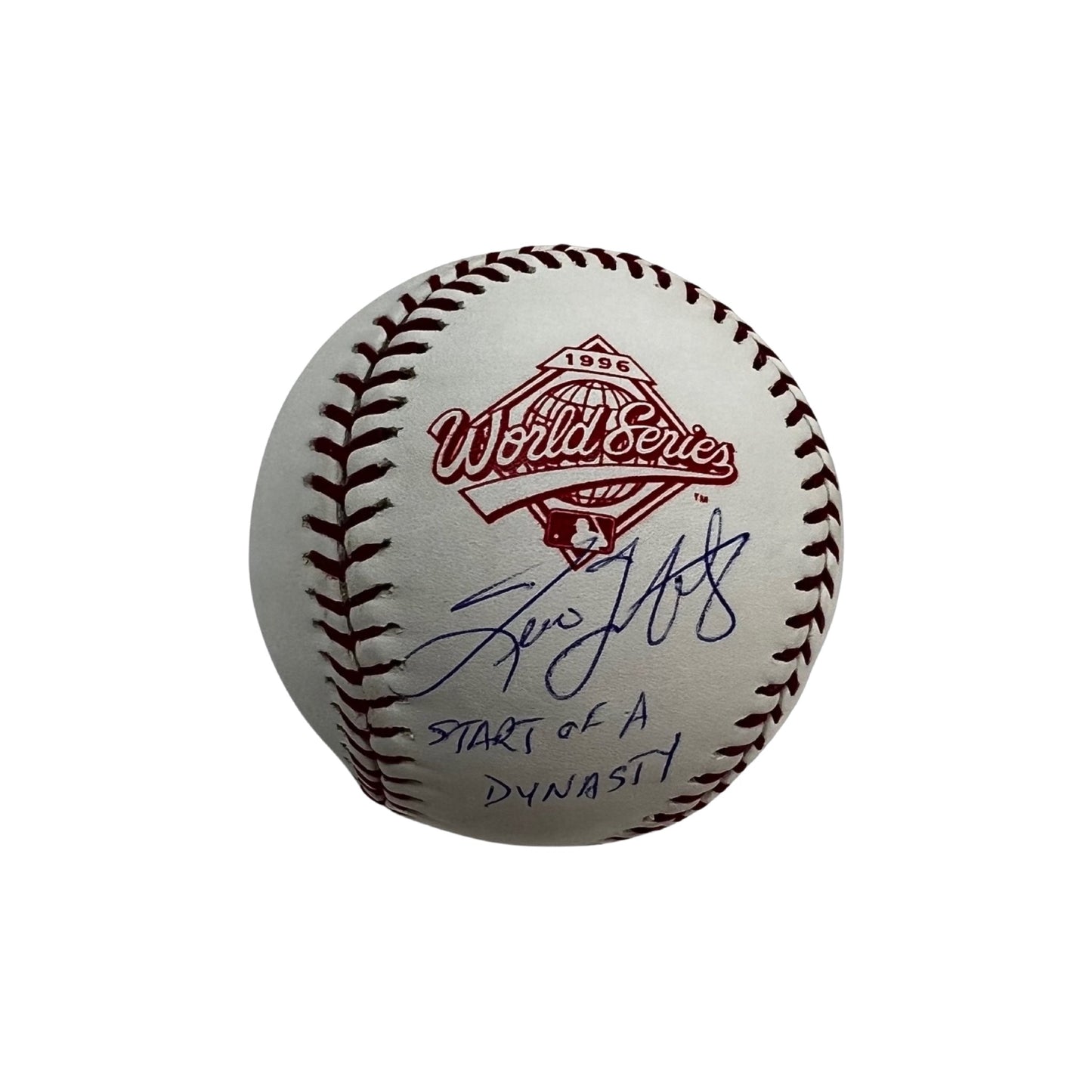 Tino Martinez Autographed New York Yankees 1996 World Series Logo Baseball Start of a Dynasty Inscription PSA