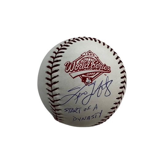 Tino Martinez Autographed New York Yankees 1996 World Series Logo Baseball Start of a Dynasty Inscription PSA