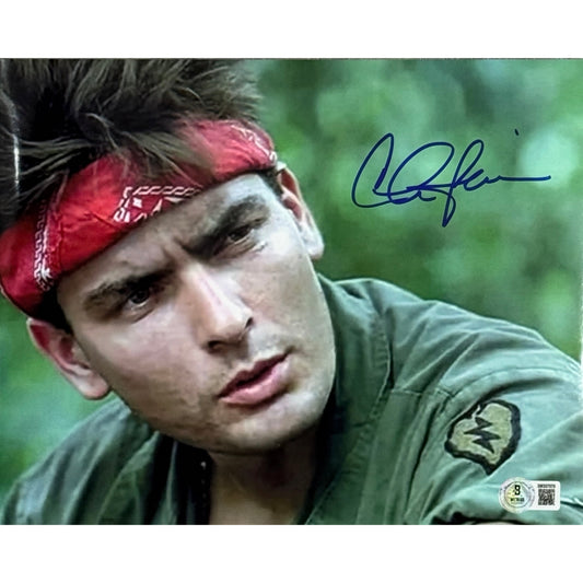 Charlie Sheen Autographed Platoon 8x10 Beckett BAS