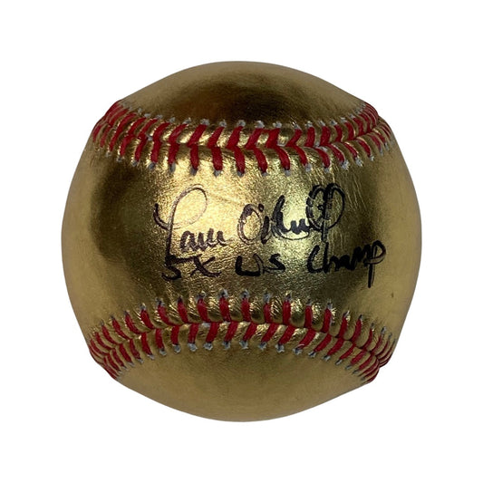Paul O’Neill Autographed New York Yankees Gold OMLB 5x WS Champs Inscription Steiner CX