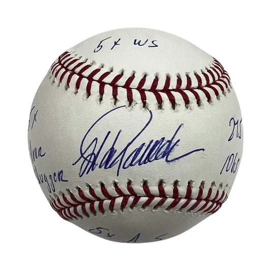 Jorge Posada Autographed New York Yankees OMLB “5x WS, 275 HR, 1065 RBI, 5x Silver Slugger, 5x AS” Inscriptions JSA