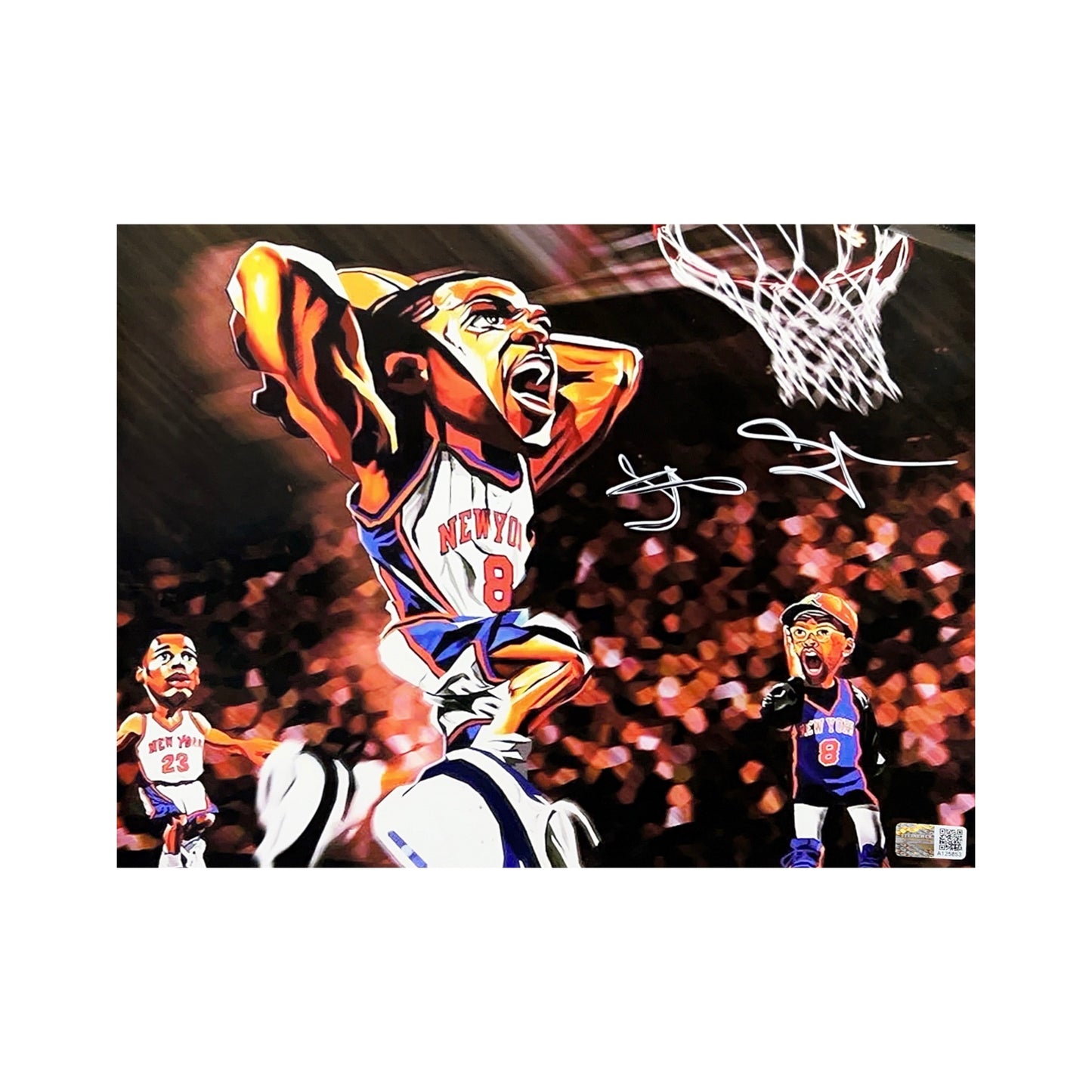 Latrell Sprewell Autographed New York Knicks Dunk Cartoon 8x10 Steiner CX