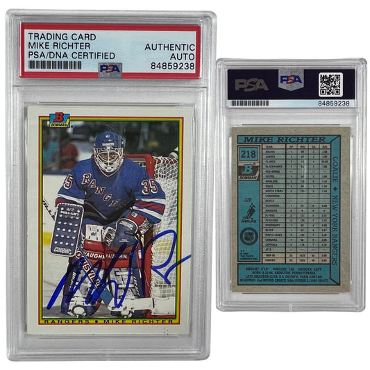 1990-91 Mike Richter Bowman Rookie Card #218 Autographed PSA Auto Authentic