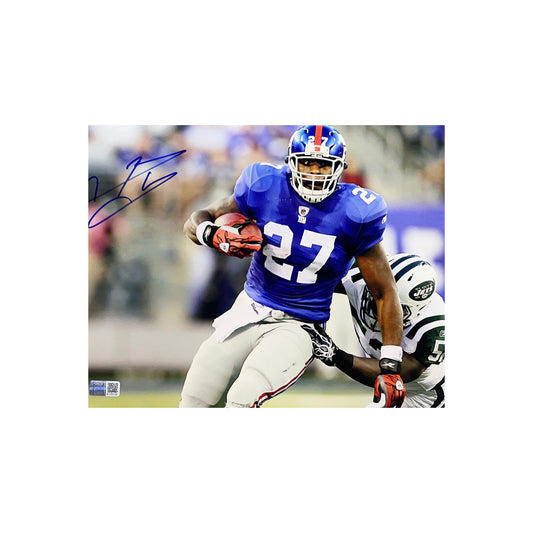 Brandon Jacobs Autographed New York Giants Breaking Tackle 8x10 Steiner CX