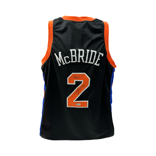 Miles Deuce McBride Autographed New York Knicks Black Jersey Deuce Inscription Beckett