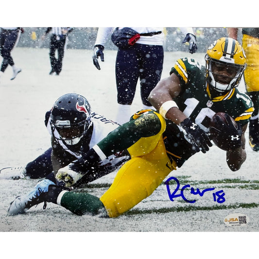 Randall Cobb Autographed Green Bay Packers Sliding in Snow 8x10 JSA