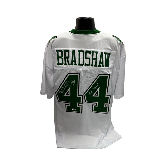Ahmad Bradshaw Autographed Marshall Thundering Herd White Jersey Go Herd! Inscription Beckett BAS