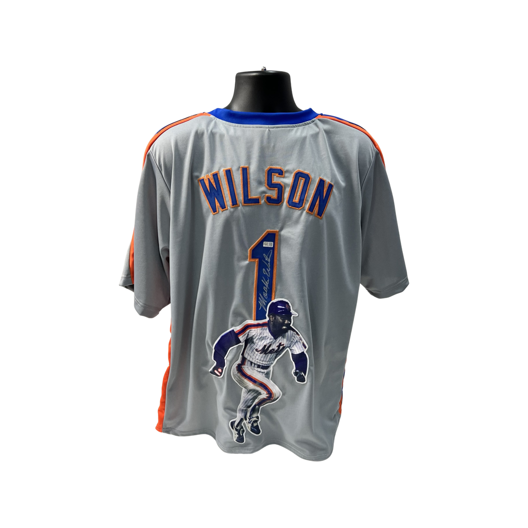 Mookie Wilson Autographed New York Mets Grey Art Jersey Steiner CX
