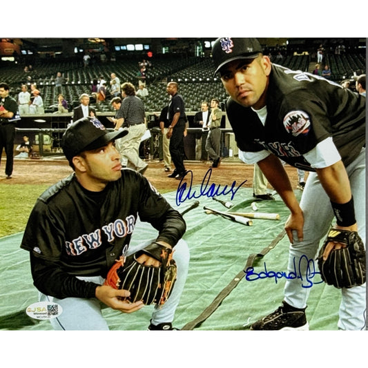 Rey Ordonez Edgardo Alfonzo Autographed New York Mets Black Jersey 8x10 JSA
