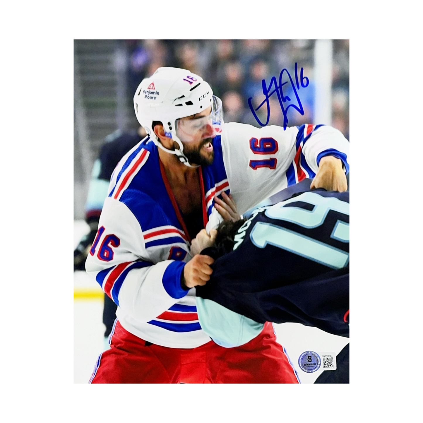 Vincent Trocheck Autographed New York Rangers Fighting 8x10 Beckett - Unframed
