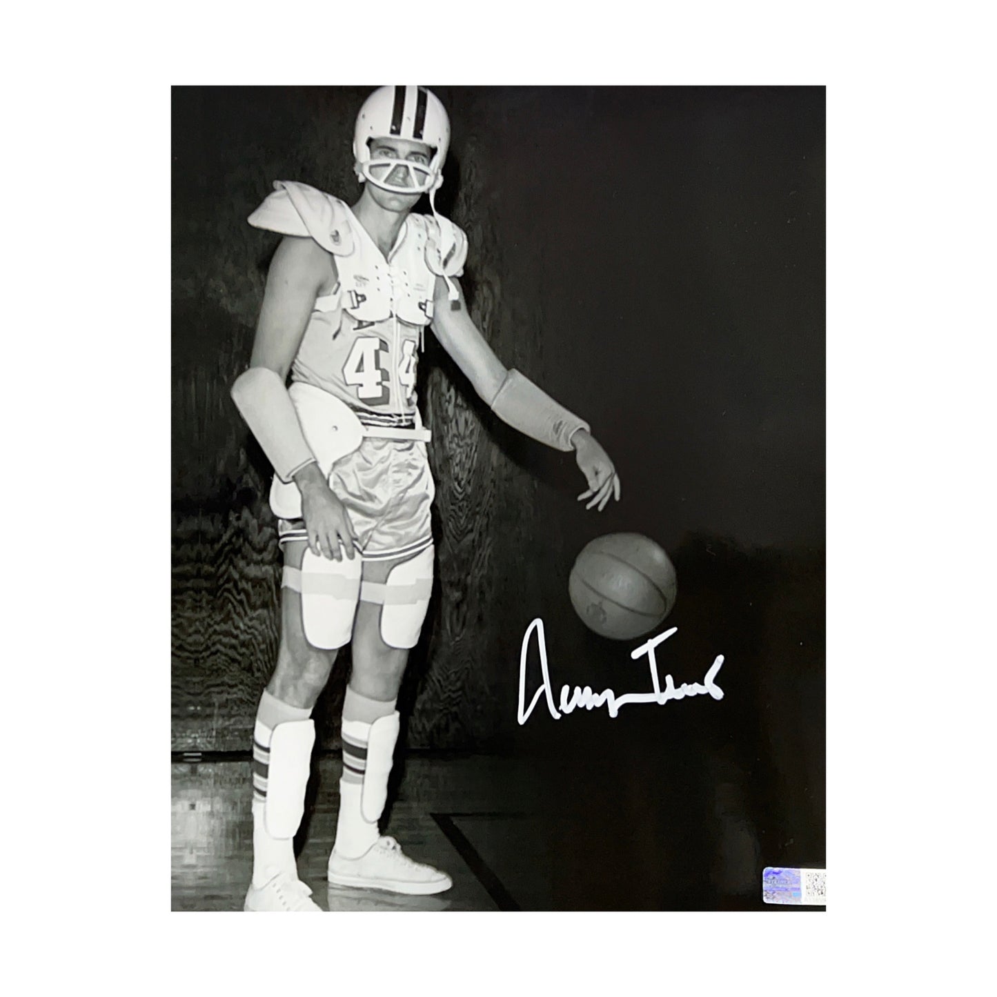 Jerry West Autographed Los Angeles Lakers Football Gear 8x10 Steiner CX