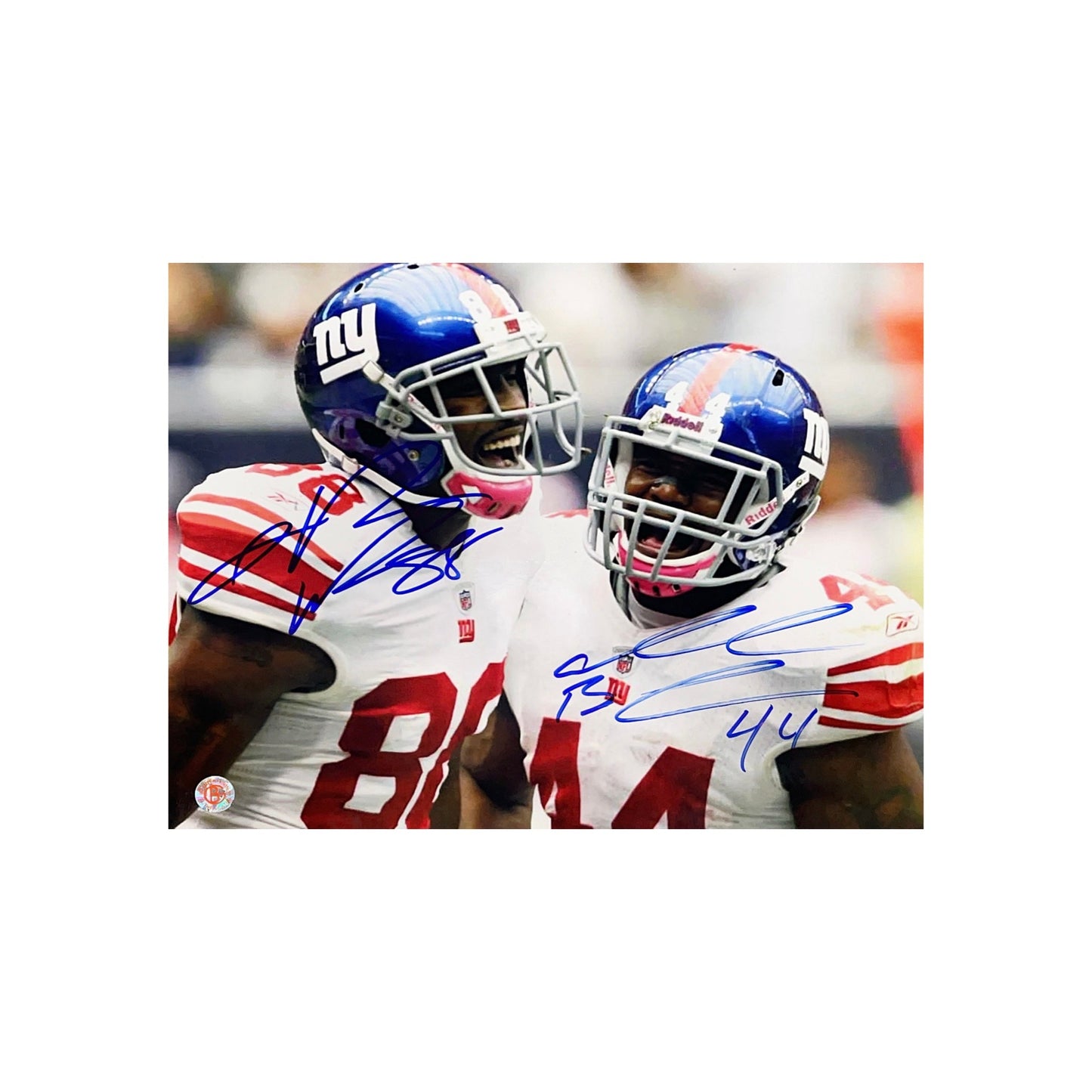 Ahmad Bradshaw & Hakeem Nicks Autographed New York Giants Yell 8x10 JSA