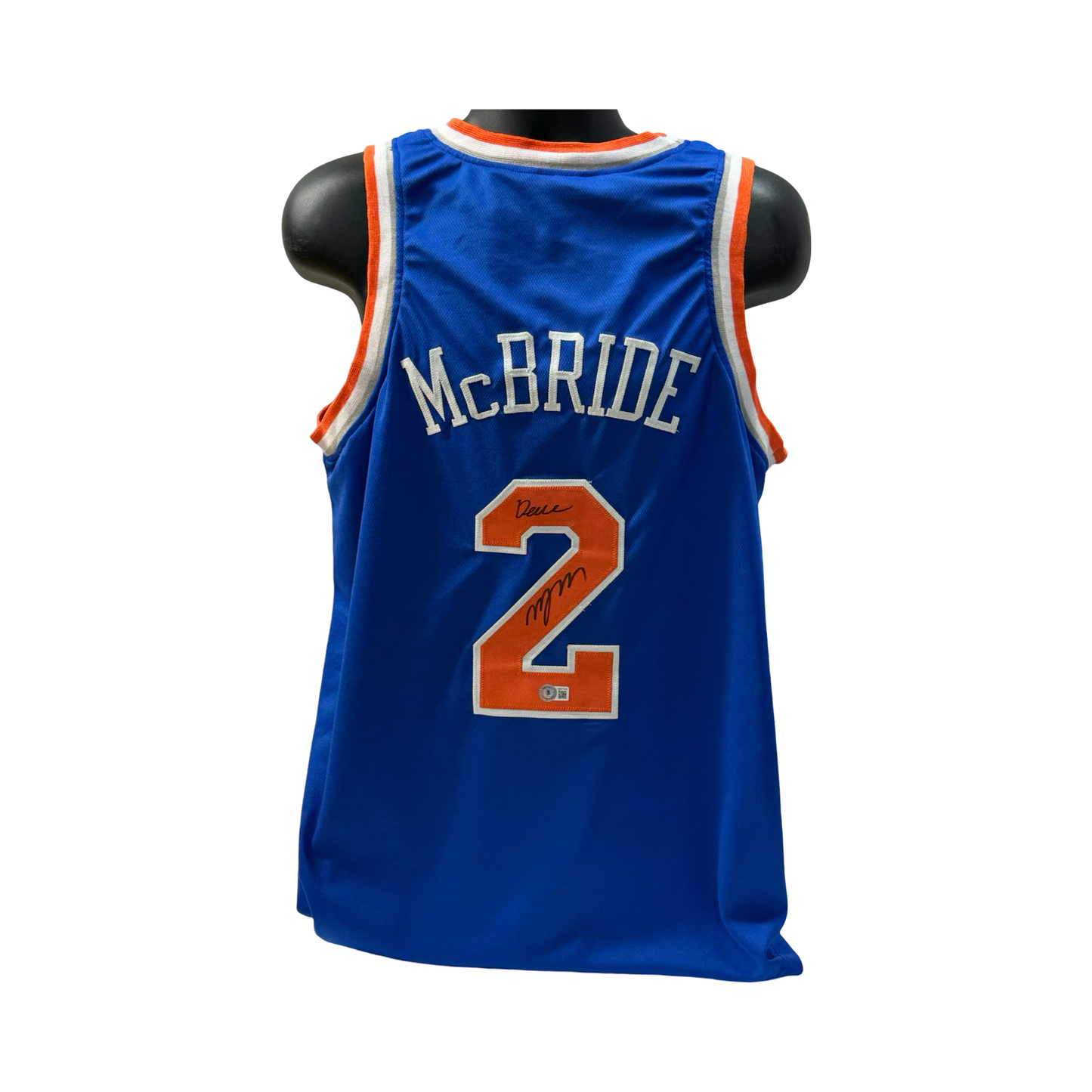 Miles Deuce McBride Autographed New York Knicks Blue Jersey Deuce Inscription Beckett
