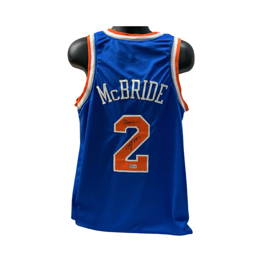 Miles Deuce McBride Autographed New York Knicks Blue Jersey Deuce Inscription Beckett