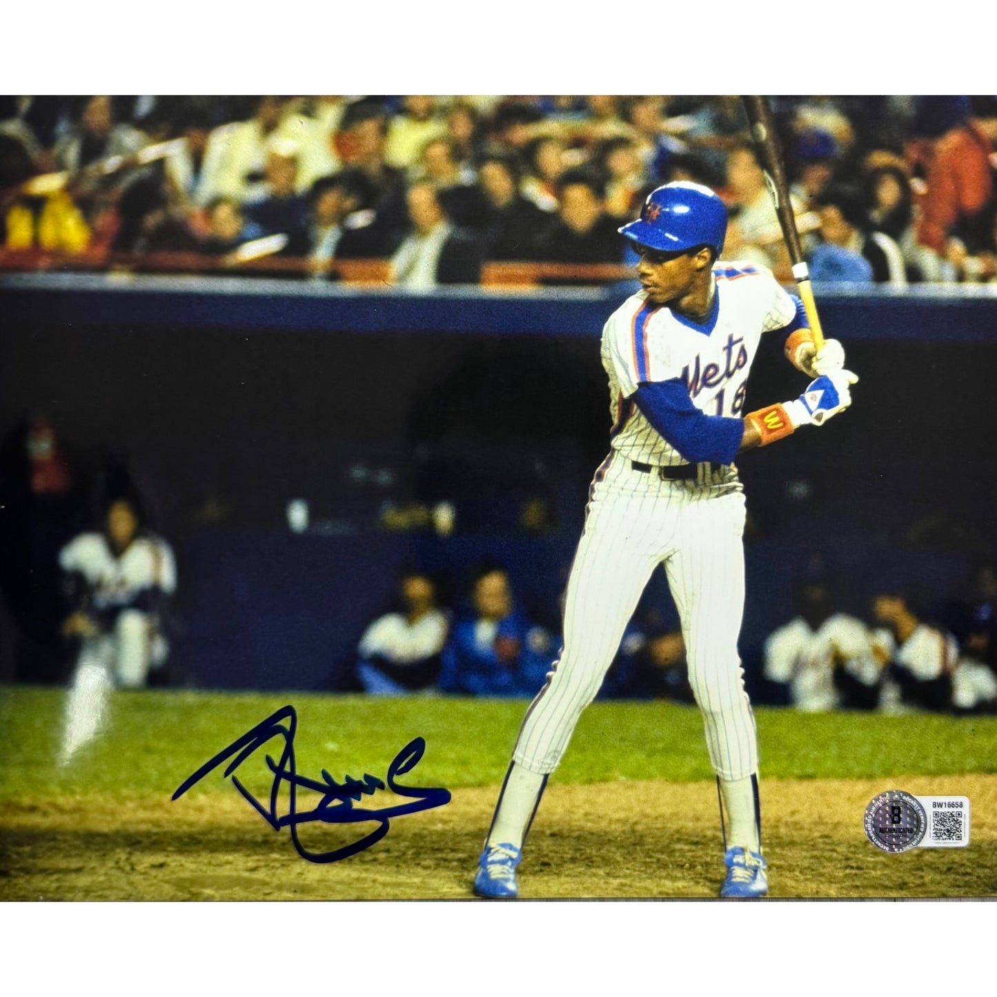 Darryl Strawberry New York Mets Batting Stance Pinstripe Jersey Autographed 8x10 Photo BAS
